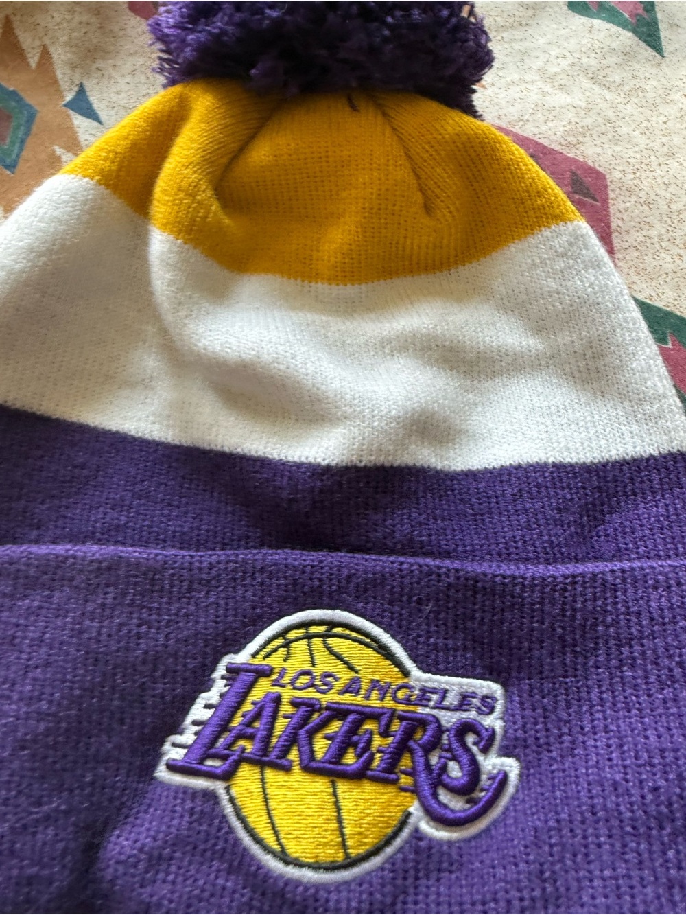Los Angeles Lakers Pom Beanie - Purple, Gold, White